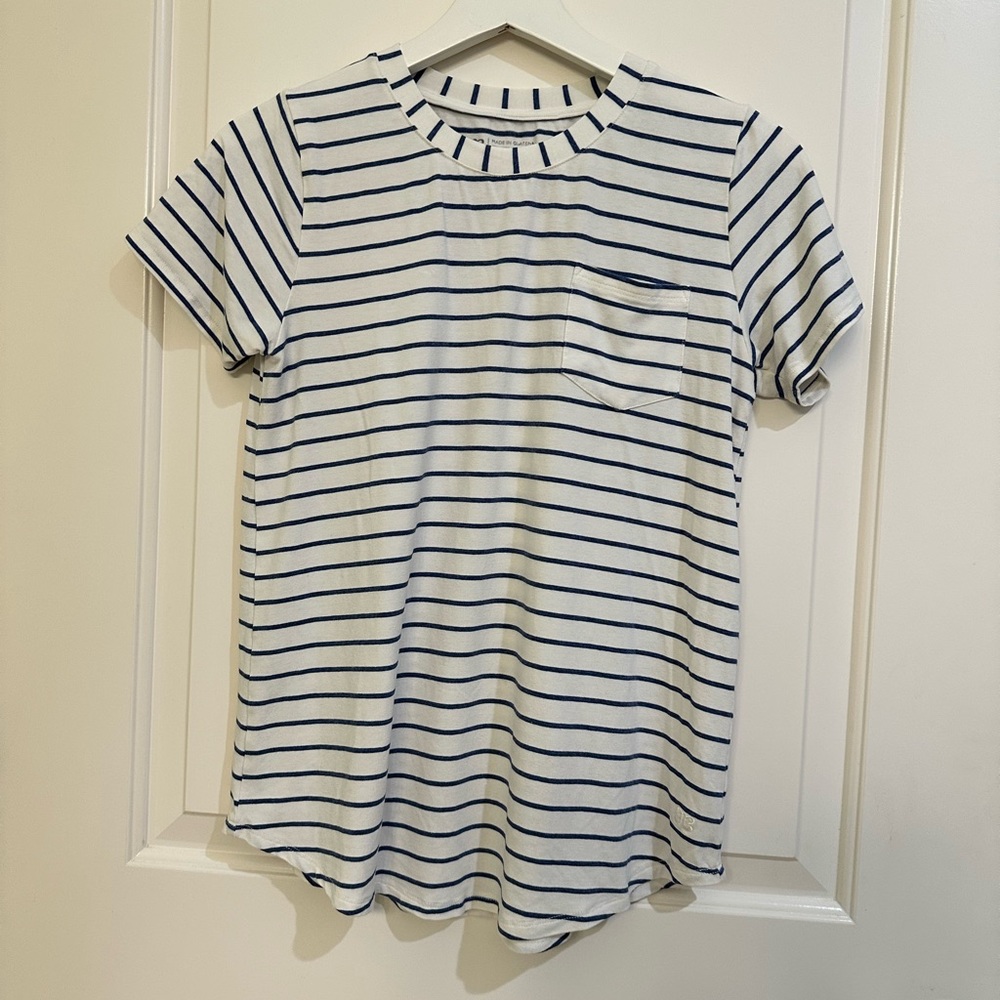 AlbionFit navy and white striped pocket tee. Size XS